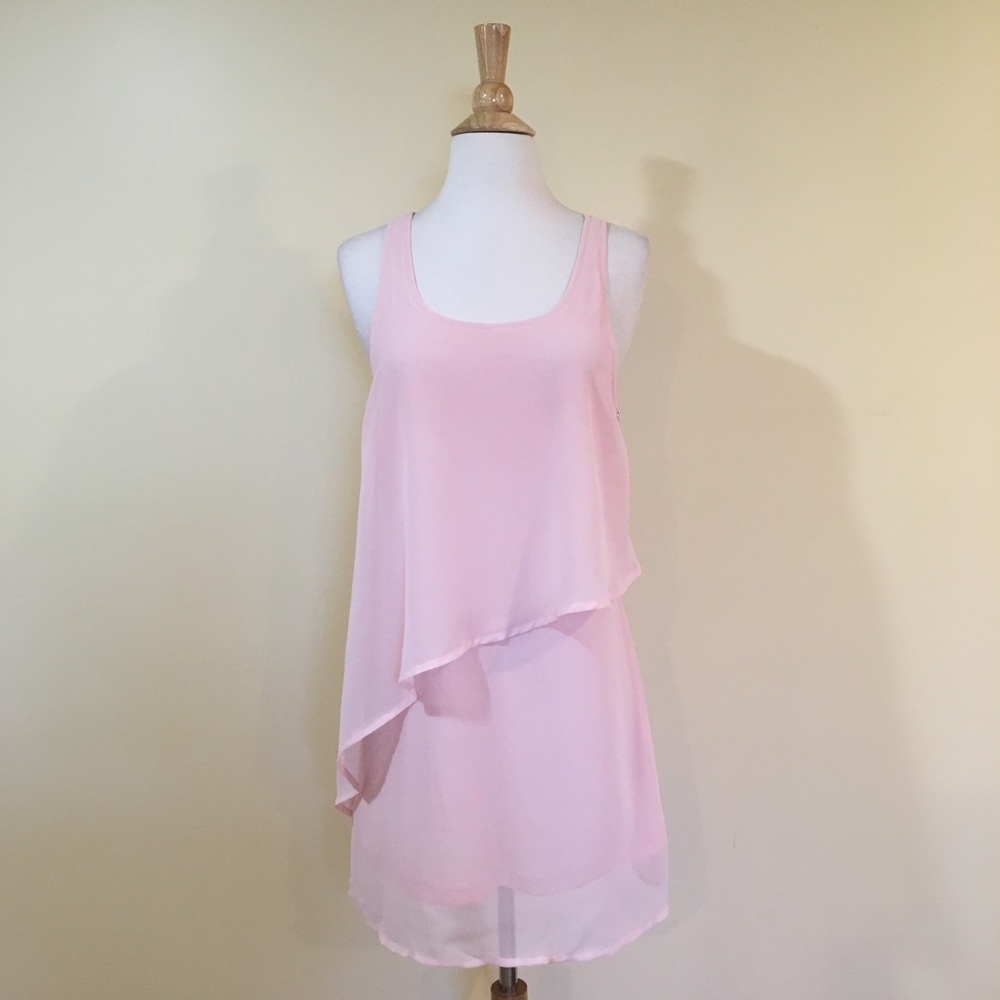 Blush Asymmetrical Ruffled Chiffon Mini Dress - Picture 5 of 8